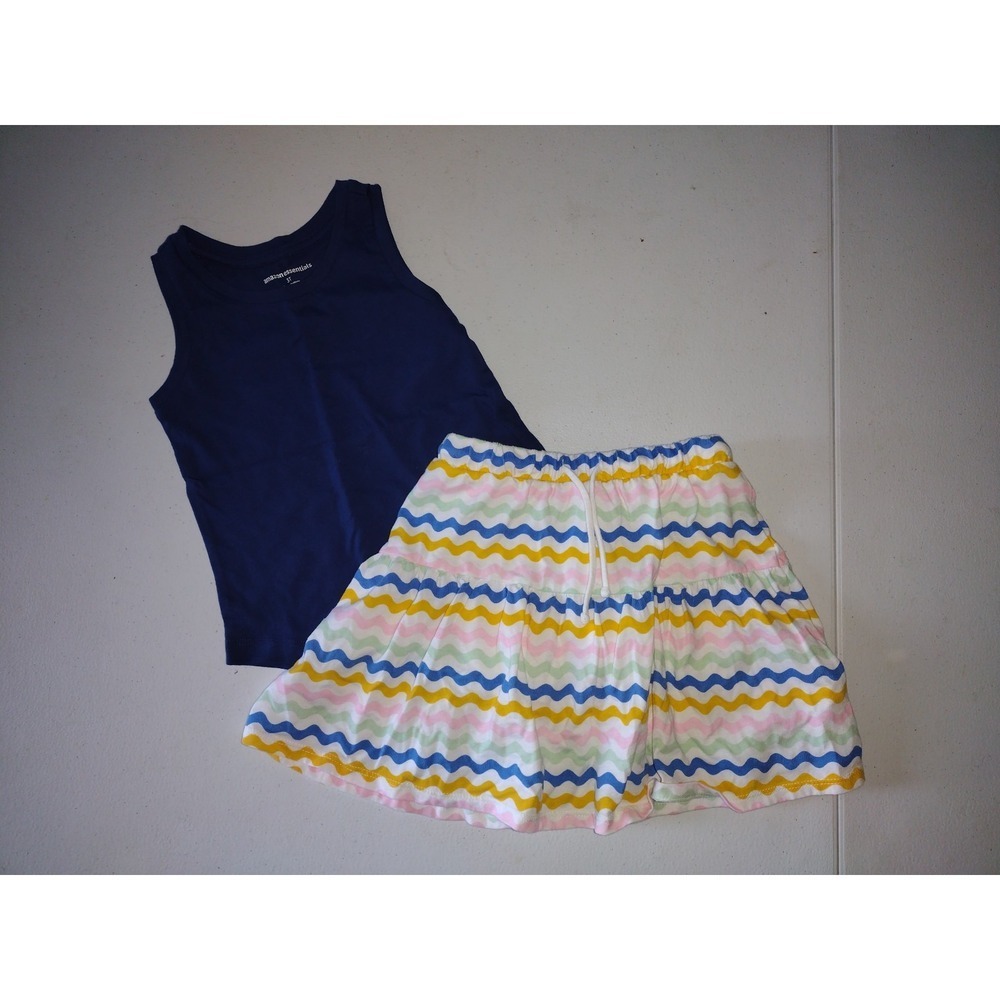 Amazon Essentials‎ Tank & Old Navy Chevron Skort Set Girls 3T Navy Blue Multi